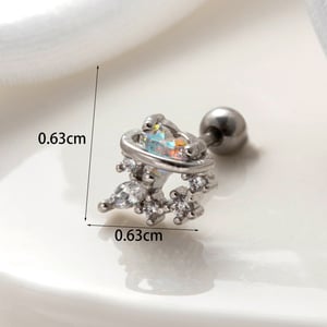 1 Piece Simple Series Classic Heart Copper Silver Color Material Zircon Women's Stud Earrings h5 